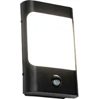 QAZQA Applique murale noire avec LED IP44 et détecteur de mouvement - Khuvan