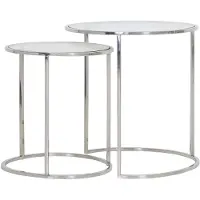 Light & Living Table d'appoint Nickel Verre S2 Duarte Ø 50 x 52cm
