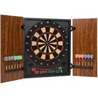 Klarfit Dartmaster 180 Cible Jeu de fléchettes électronique Embouts souples - marron