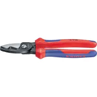 Knipex Coupe-câbles à double tranchant, tête brunie, poignées à gaine en plastique, Long. : 200 mm, Ø de la capacité de coupe 20 mm, Section du conducteur 70 mm²