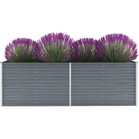 vidaXL Lit surélevé de jardin Acier galvanisé 240x80x77 cm Gris