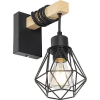 QAZQA Applique murale intelligente noire avec bois WiFi A60 inclus - Chon