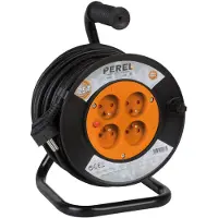Perel Enrouleur de Câble 25 m - 3G1.5 - Broche de Terre
