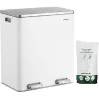 OEM Poubelle en plastique - 30 litres - 2 compartiments - Plastique - Poubelle d'intérieur - Fermeture silencieuse - Étanche à l'air - 58,6 x 32 x 65 cm