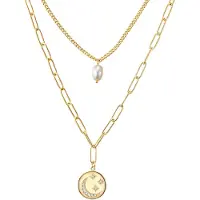 Valero Pearls Chaîne jaune d'or / blanc perle