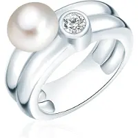 Valero Pearls Bague argent / blanc perle