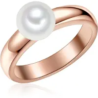 Valero Pearls Bague or rose / blanc perle