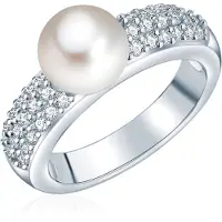 Valero Pearls Bague argent / blanc perle