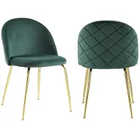Vente-unique Lot De 2 Chaises Melbourne - Velours Et Métal Doré - Vert