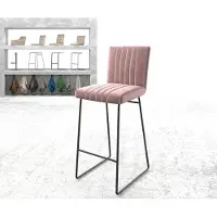 DELIFE Chaise-de-bar Luiga-Flex velours rosé cadre de patins métal