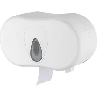 Plastiqline distributeur 2 rouleaux plastique (sans mandrin) horizontal blanc, Couleur:Blanc, Montage:Avec fixation murale