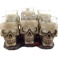 Nemesis Now Lot de verres à shots Gothic de - Six Shooter Skulls - pour Indifférent - blanc cassé - Taille Standard