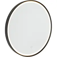 QAZQA Miroir de salle de bain noir 50 cm avec LED à 3 niveaux de gradation tactile rond - Miral
