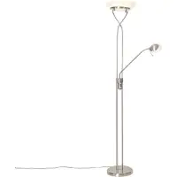 QAZQA Lampadaire en acier avec LED, variateur et lampe de lecture - Empoli