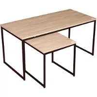 Urban Living 2-delig Salontafel & Bijzettafel - Industrieel design - MDF Hout - Metalen frame