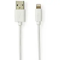 Nedis Câble Lightning - USB 2.0 - Apple Lightning 8 broches - Connecteur USB-A - 480 Mbps - Plaqué or - 2,00 m - Rond - PVC - Gris / Blanc - Box Box