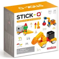 Magformers Jeu avec aimants Stick-O, Ensemble de construction de véhicules, 26 pièces