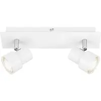 Briloner Plafonnier LED Spot LEUCHTEN ROCK, 5 W, 460 lm, IP20, blanc, métal, incl., 2x GU10, 29 x 8 x 12 cm