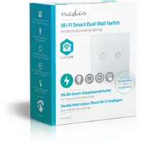Nedis SmartLife interrupteur mural - Wi-Fi - Dual - support mural - 1000 W - Android / IOS - verre - blanc