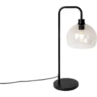 QAZQA Lampe de table moderne noire avec abat-jour fumé - Maly