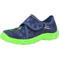 Beck Pantoufle 'T-Rex' bleu foncé / vert fluo / rouge / blanc