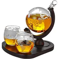 Mikamax Carafe avec Deux Verres et Plateau - Navire en Globe