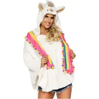 Leg avenue Poncho lama en peluche - O/S / MULTICOLORE