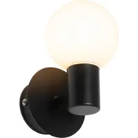 QAZQA Applique murale moderne noire IP44 - Cederic Up