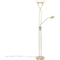 QAZQA Lampadaire laiton avec LED et variateur avec lampe de lecture - Empoli