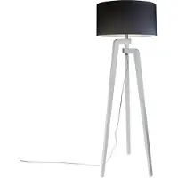 QAZQA Lampadaire trépied blanc avec abat-jour 50 cm noir - Puros
