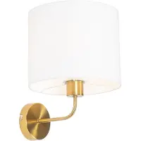 QAZQA Applique murale classique abat-jour en tissu blanc doré - Cas