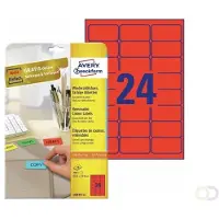 Avery - Pochette de 480 étiquettes rouges autocollantes et amovibles, Personnalisables et imprimables, Format 63,5 x 33,9 mm, Impression laser / jet d'encre, (L6034-20)