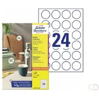 Avery Étiquettes L3415-100, A4, universelles, adhésives permanentes, adaptées à l'imprimante, papier FSC, rondes, Ø 40 mm, blanches, 2400 pièces sur 100 feuilles