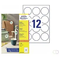 Avery Étiquettes L3416-100, A4, universelles, adhésives permanentes, adaptées à l'imprimante, papier FSC, rondes, Ø 60 mm, blanches, 1200 pièces sur 100 feuilles
