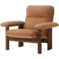 Audo Copenhagen Brasilia Lounge Chair High Back Textile Walnut | Dunes Camel 21004