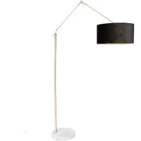 QAZQA Lampadaire moderne avec abat-jour en velours doré noir 50 cm - Editor