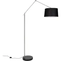 QAZQA Lampadaire moderne en acier avec abat-jour en lin noir 45 cm - Editor