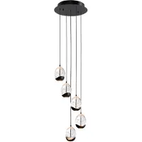 Highlight Suspension Clear Egg noir 5 lumières