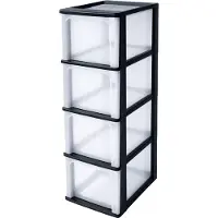 Iris 135673 Tour De Rangement 4 Tiroirs Organizer Chest, Plastique, Noir, 4 X 13 L