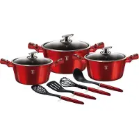Berlinger Haus Pot Set, Set de poêles et de casseroles, Rouge