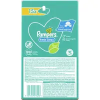 Pampers Fresh Clean Lingettes nettoyantes humides pour bébé, peaux sensibles, 15 x 80 pièces