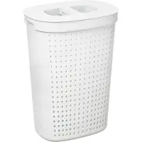 PLAST TEAM Seoul Oval Laundry Basket, Blanc (61 l)