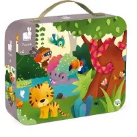 Janod Puzzle panoramique dans une valise Animaux sauvages 36 pièces