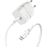 Otterbox EU Wall Charger 20W - 1X USB-C 20W USB-PD + USB C-Lightning Cable 1m, Cloud Dust White