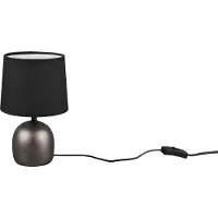 TRIO Lampe de table MALU pied en céramique & abat-jour en tissu argent, Ø16cm hauteur 26cm -R50802667
