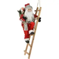 Nampook Père Noël décoratif sur une échelle, 25 x 30 x 65 cm