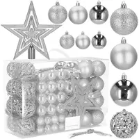 Hobby Hall Boules de Noël - - 100 pcs - Incassables - Argent - Ø 3/4/6 cm