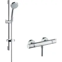 Hansgrohe Ensemble douche Croma + mitigeur thermostatique Vario Barre douche 65 cm