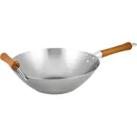 Ken Hom , wok en acier carbone, non revêtu, avec manche en bois de hêtre, diamètre 32 cm