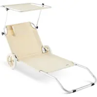 Casaria Transat de jardin Crète beige en aluminium plage